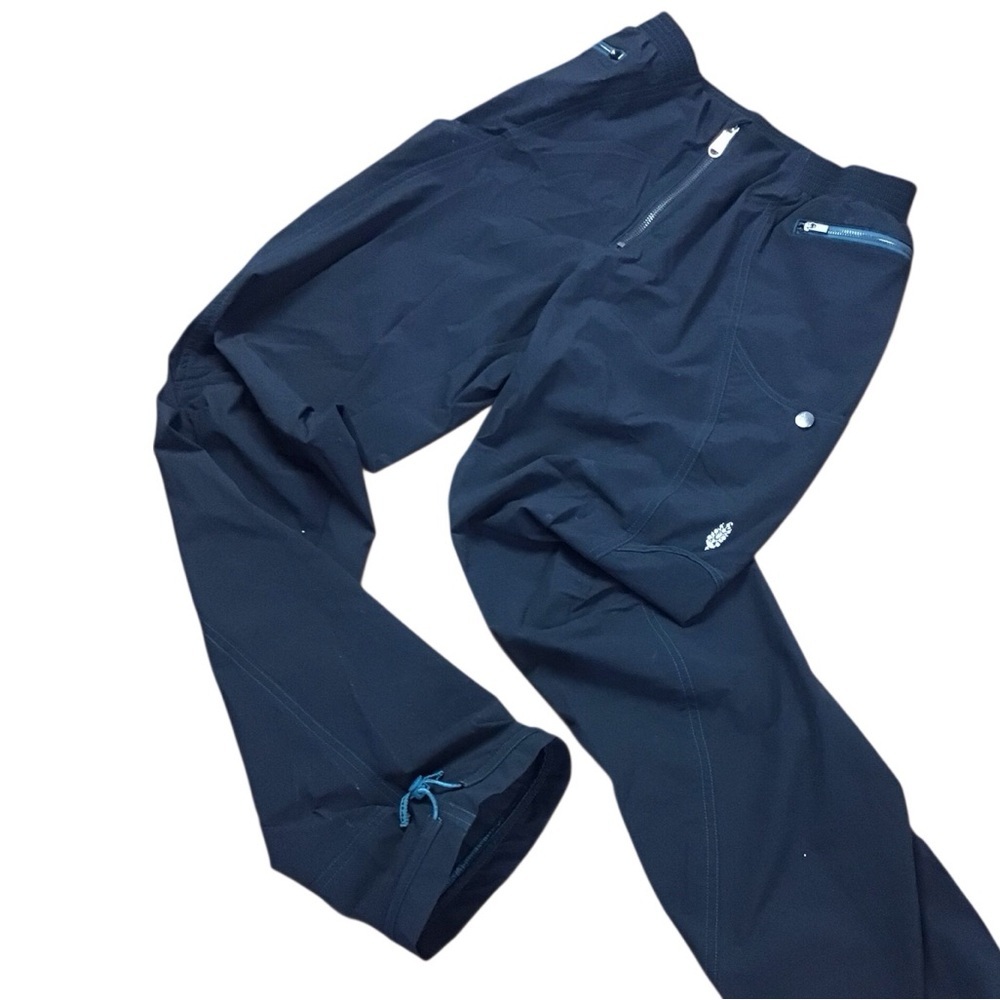 Free People Movement Black Nylon Outdoor Hiking Pants Turquoise Stitching Size M